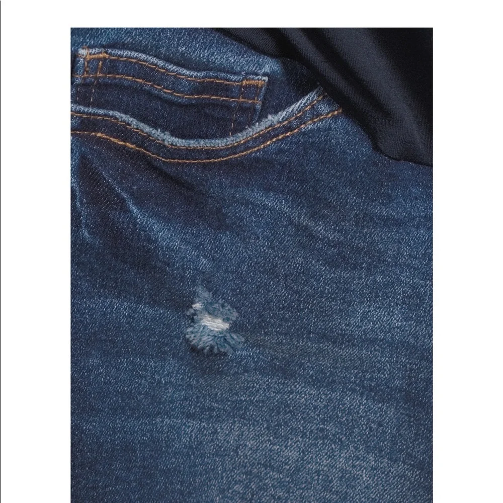 Maternity Denim Bermuda Shorts with Full Panel - Picture 4 of 6